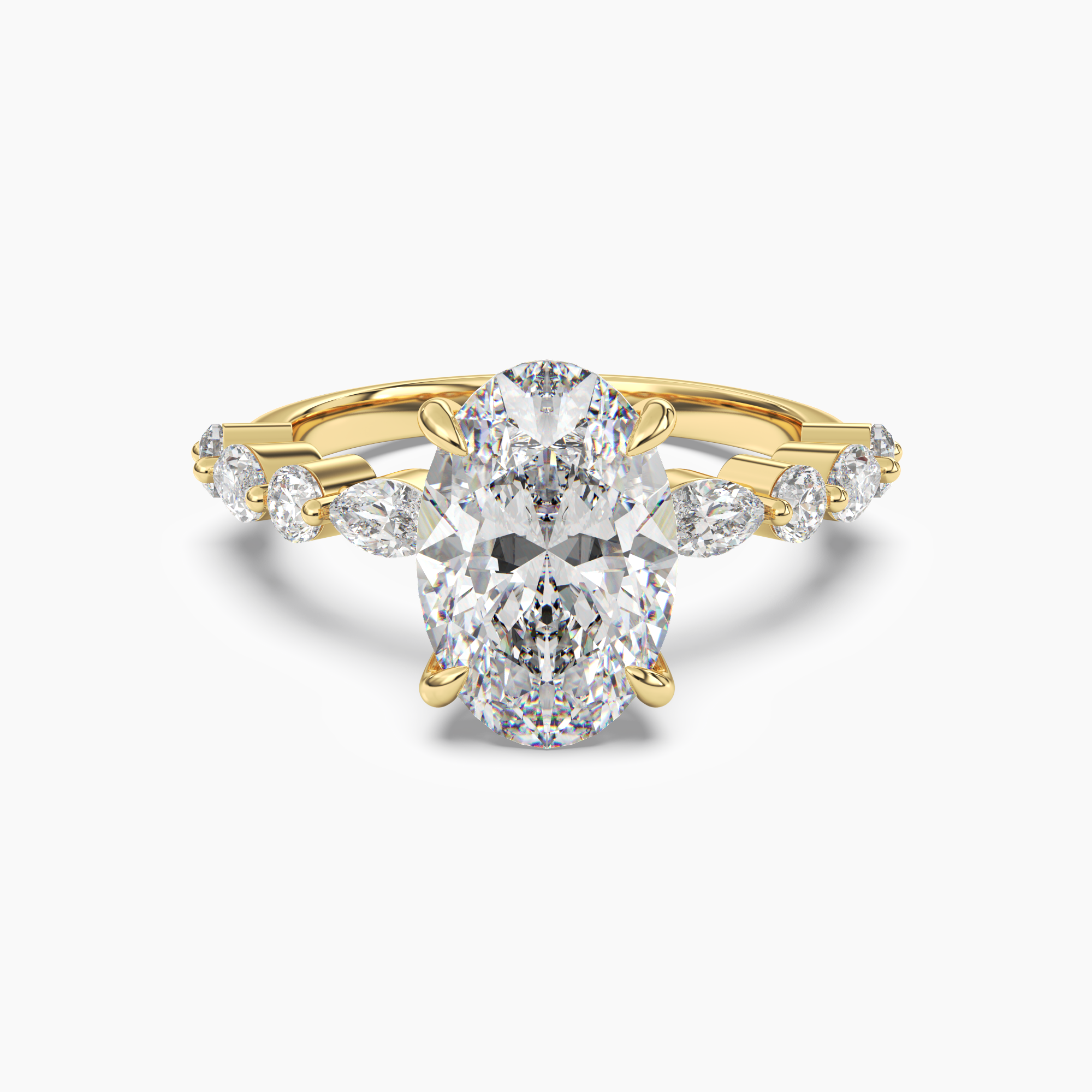 Aster Oval Hidden Halo Diamond Ring Setting in 18K Rose Gold