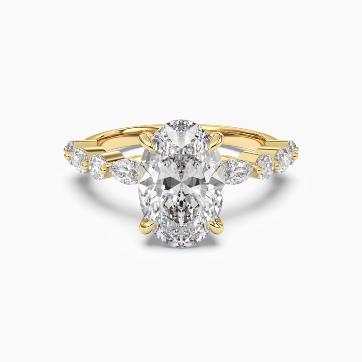 Aster Oval Hidden Halo 2.5 Carat Lab Grown Diamond Engagement Ring in 18K Yellow Gold