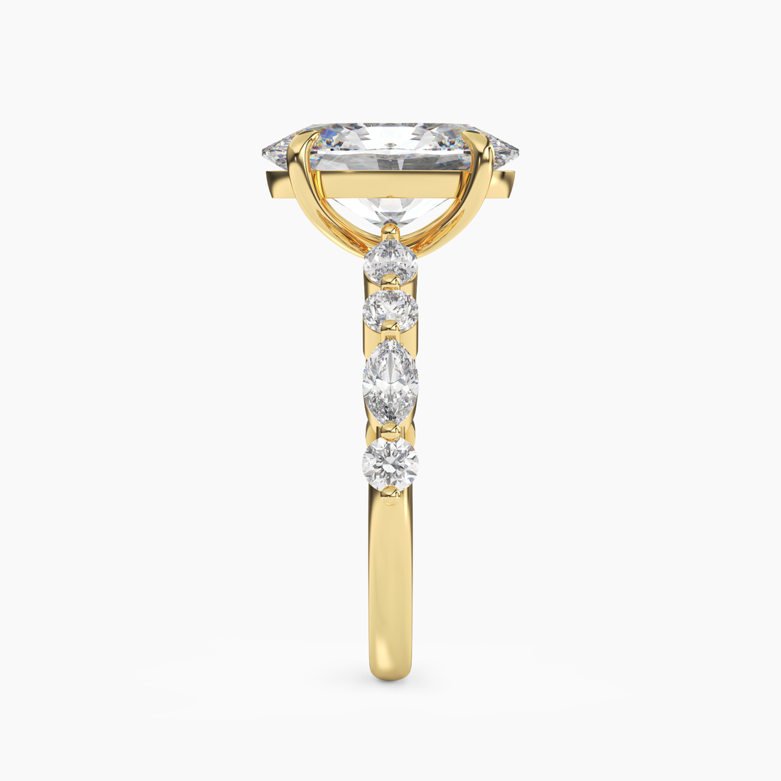 Aster Oval Hidden Halo Diamond Ring Setting in 18K Yellow Gold