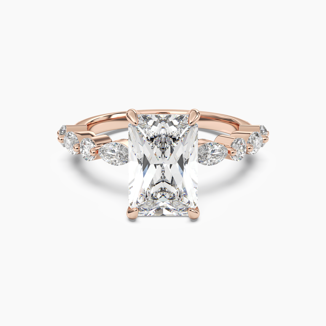 Aster Radiant Hidden Halo 2.5 Carat Lab Grown Diamond Engagement Ring in 14K Rose Gold