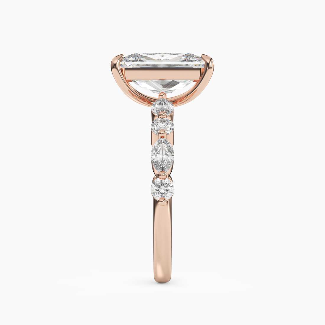 Aster Radiant Hidden Halo 3 Carat Lab Grown Diamond Engagement Ring in 14K Rose Gold