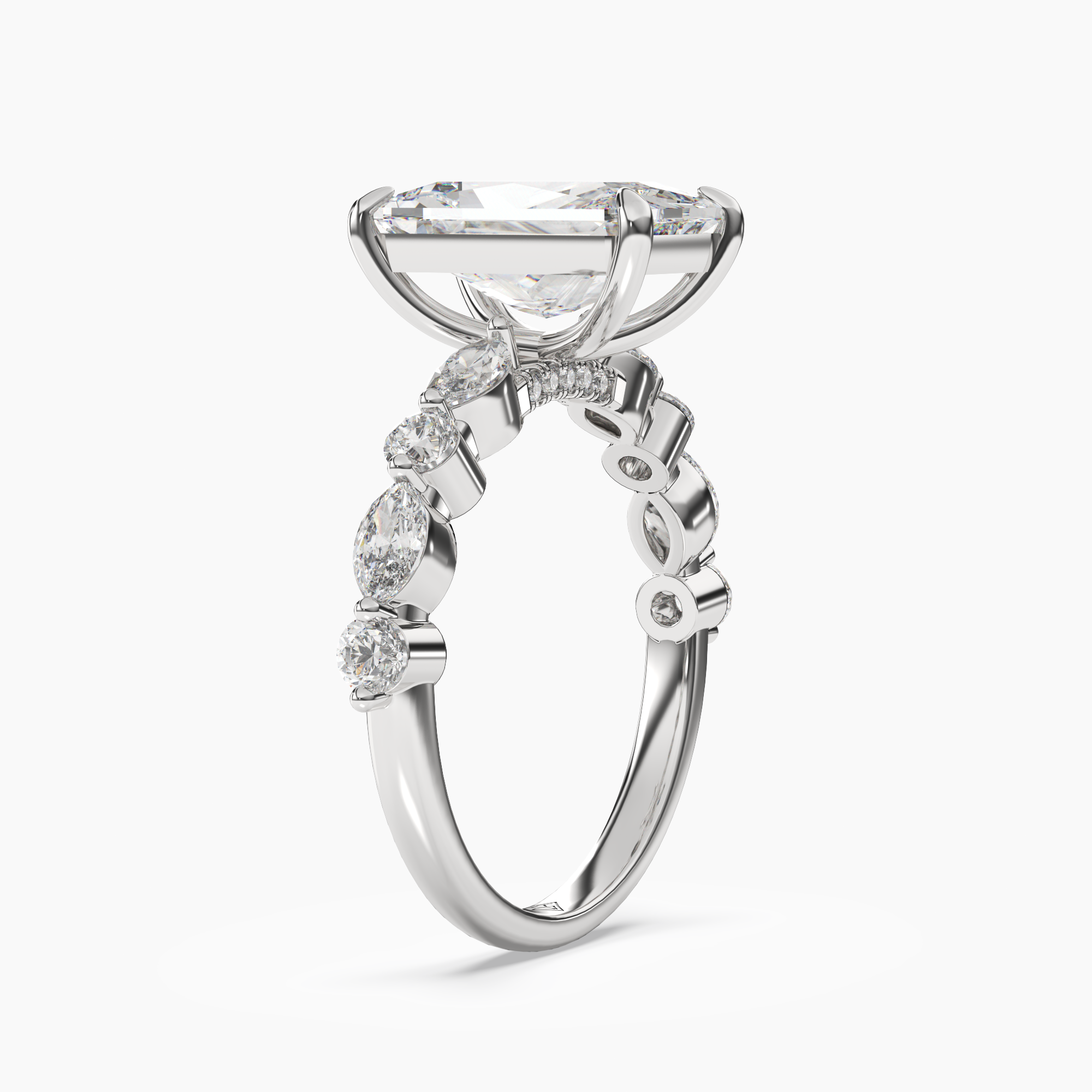 Aster Radiant Hidden Halo 1.5 Carat Lab Grown Diamond Engagement Ring in 18K White Gold