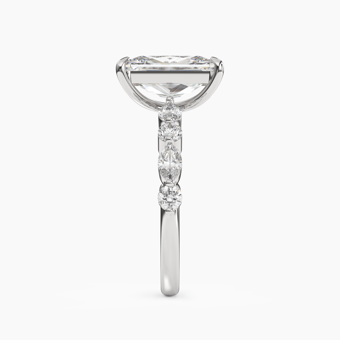 Aster Radiant Hidden Halo 1 Carat Lab Grown Diamond Engagement Ring in 14K White Gold