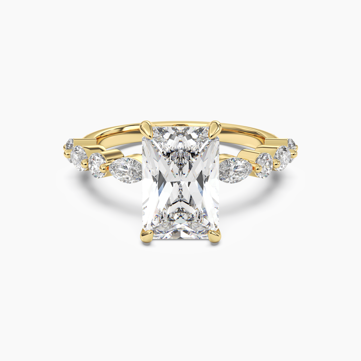 Aster Radiant Hidden Halo 3 Carat Lab Grown Diamond Engagement Ring in 14K Yellow Gold