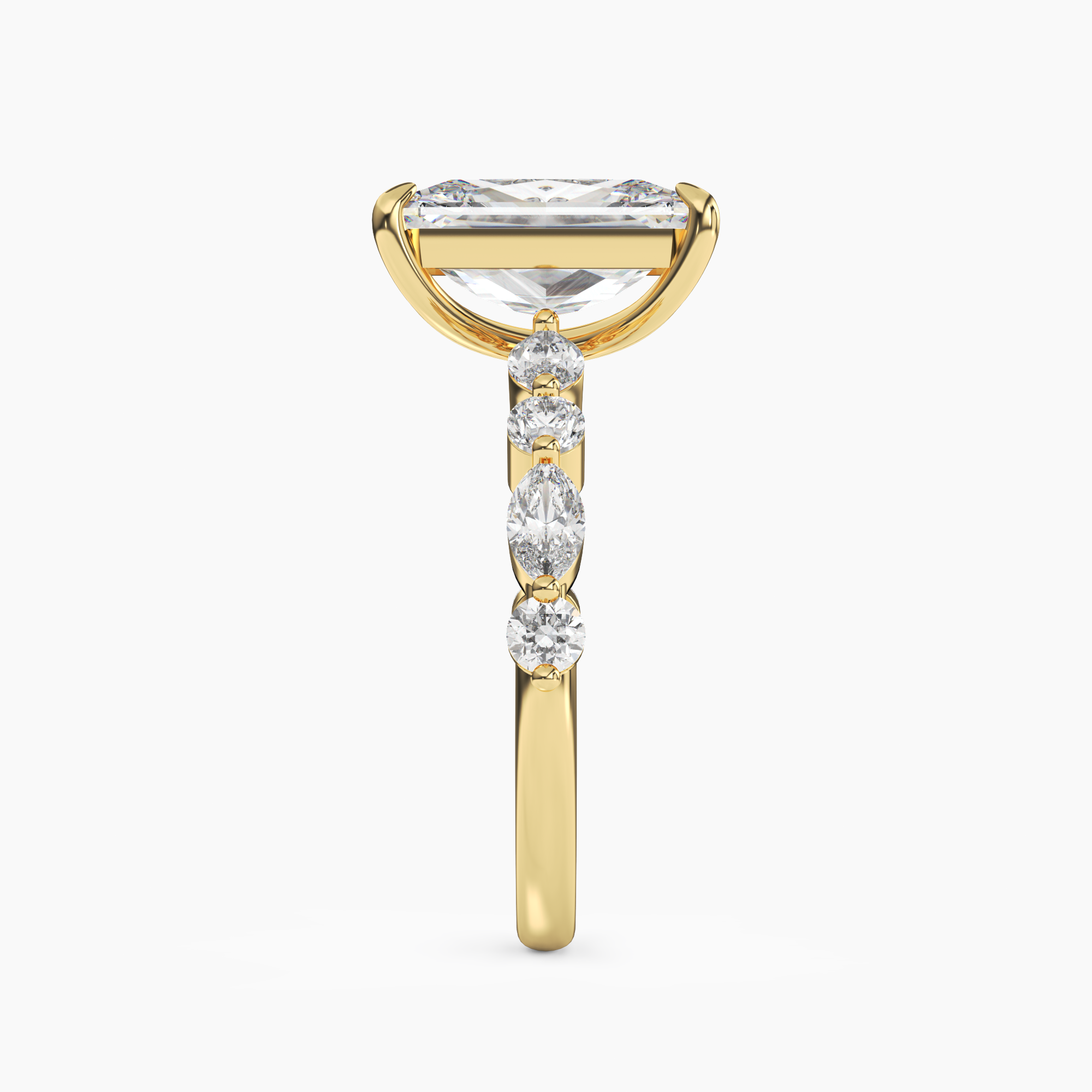 Aster Radiant Hidden Halo 2.5 Carat Lab Grown Diamond Engagement Ring in 14K Yellow Gold