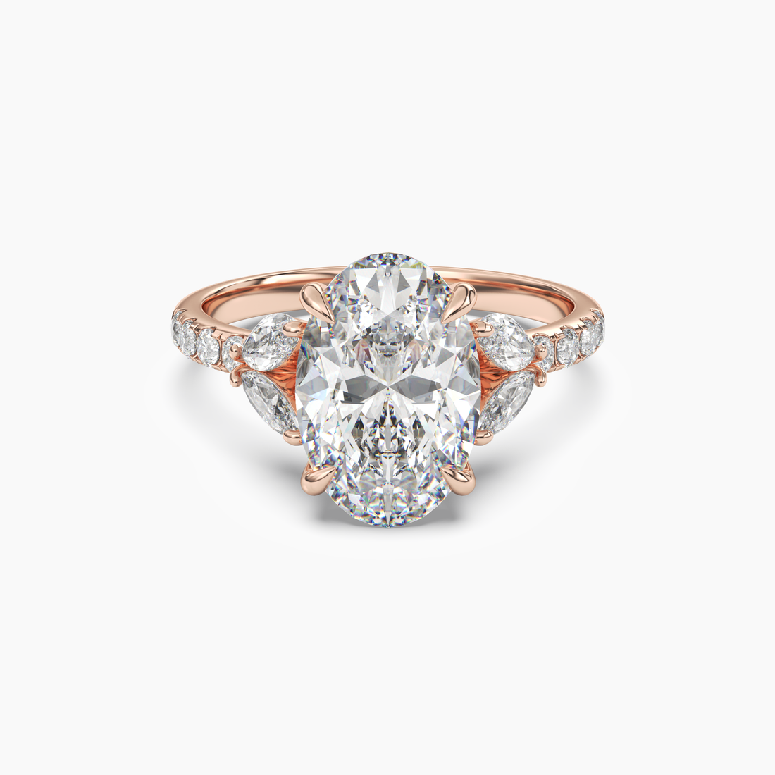 Mirage Oval Diamond Ring Setting in 14K Yellow Gold