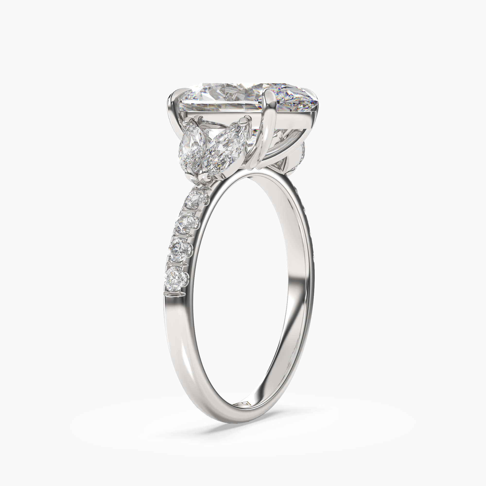 Mirage Oval Diamond Ring Setting in 18K White Gold
