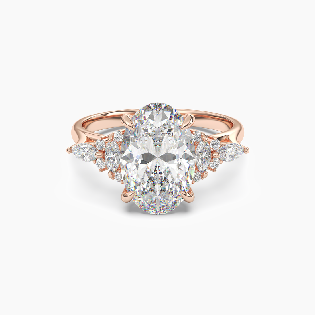 Snowflake Oval Diamond Ring Setting in 18K White Gold