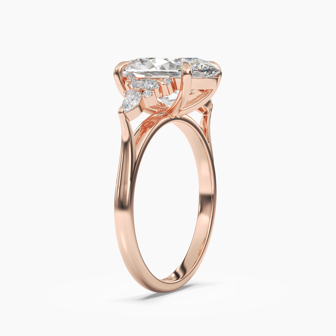 Snowflake Oval 1.5 Carat Lab Grown Diamond Engagement Ring in 18K Rose Gold