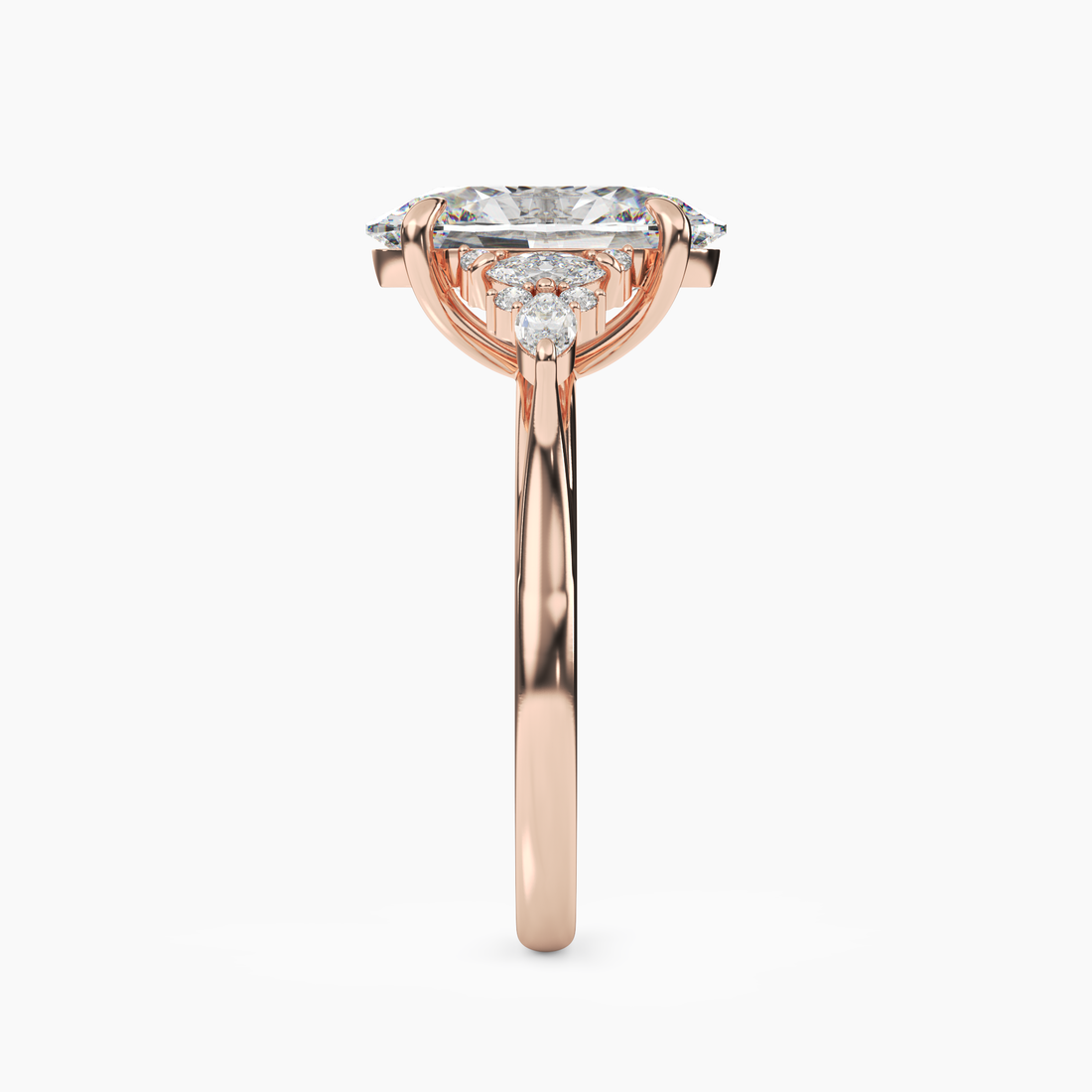Snowflake Oval 2 Carat Lab Grown Diamond Engagement Ring in 18K Rose Gold