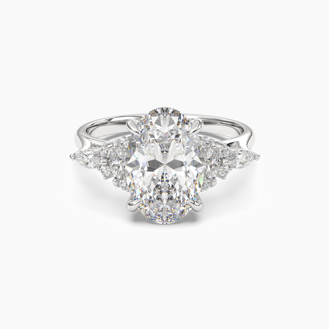 Snowflake Oval Diamond Ring Setting in 14K Yellow Gold