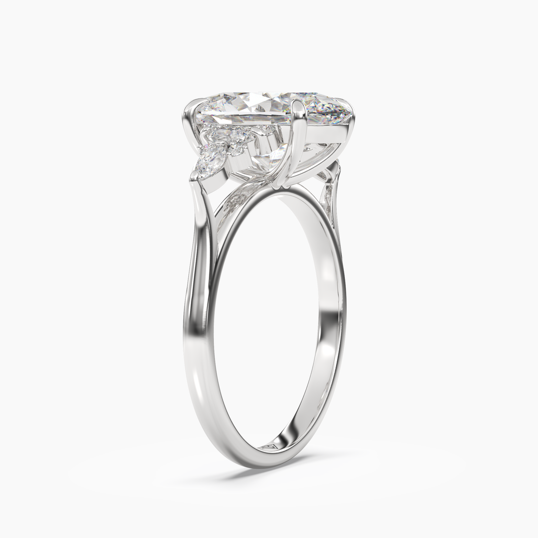 Snowflake Oval 3 Carat Lab Grown Diamond Engagement Ring in 18K White Gold