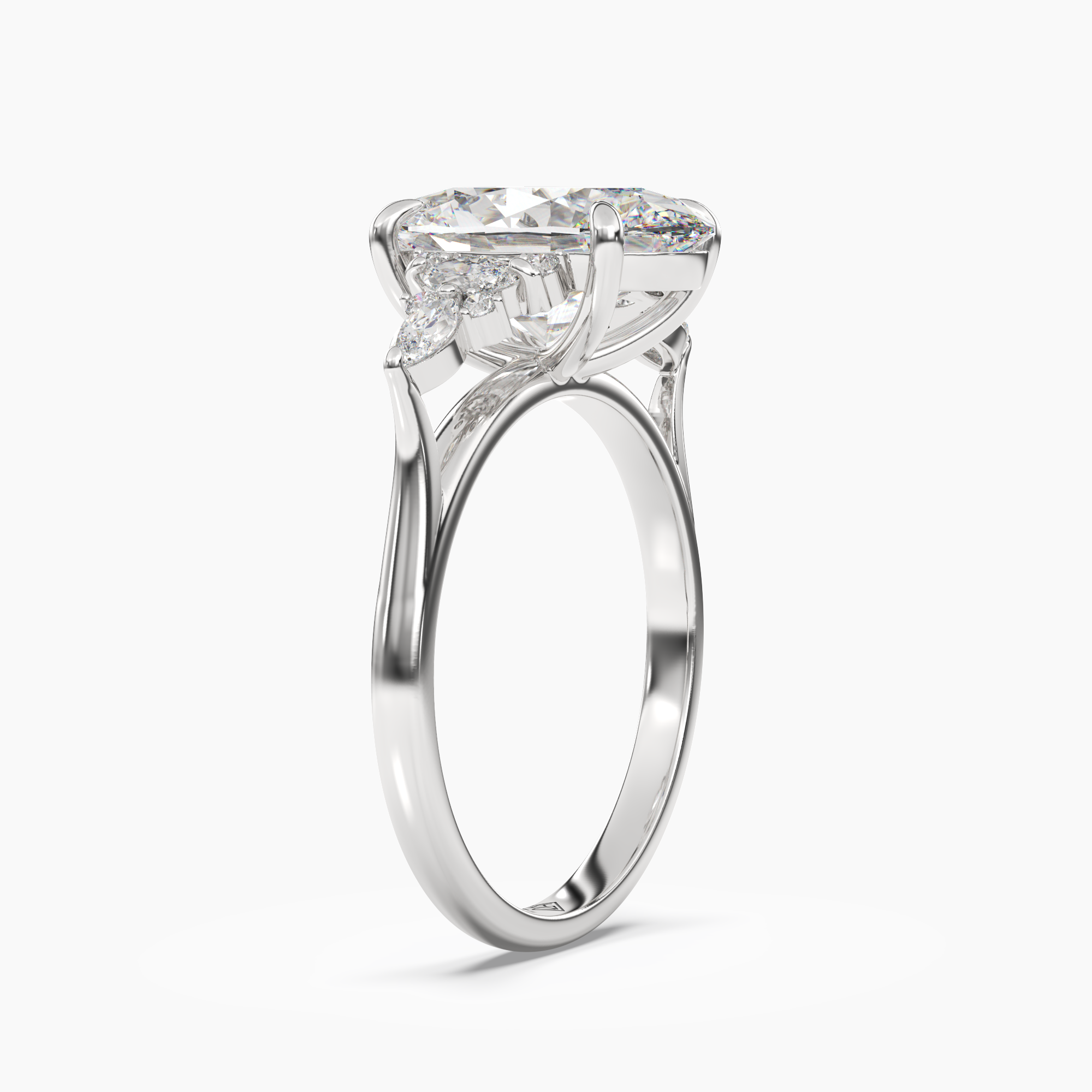 Snowflake Oval Diamond Ring Setting in 14K Yellow Gold