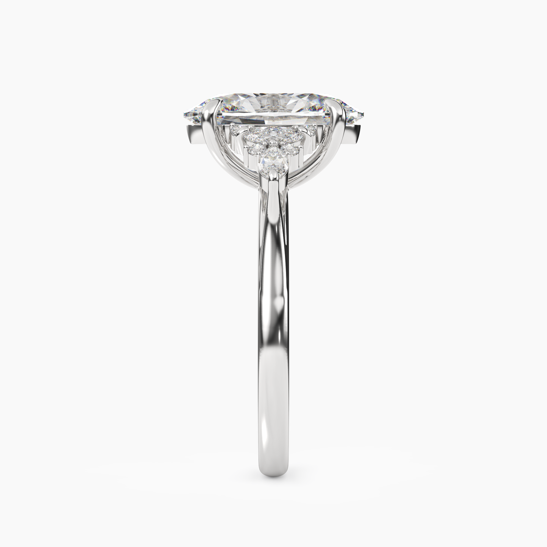 Snowflake Oval Diamond Ring Setting in 18K Rose Gold