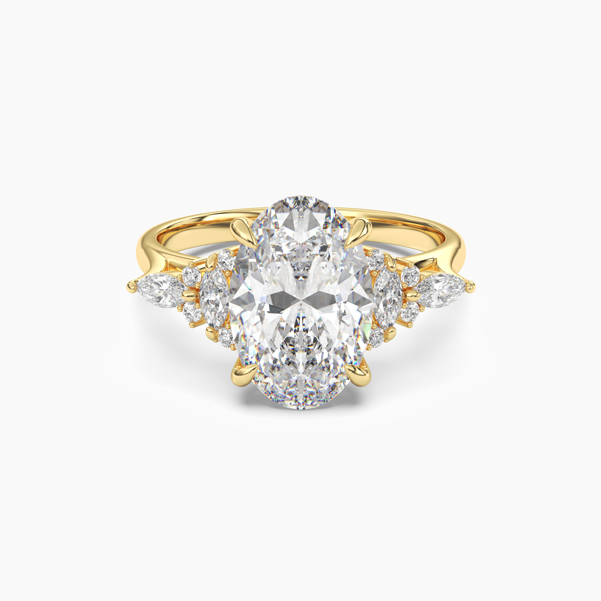 Snowflake Oval Diamond Ring Setting in 18K White Gold