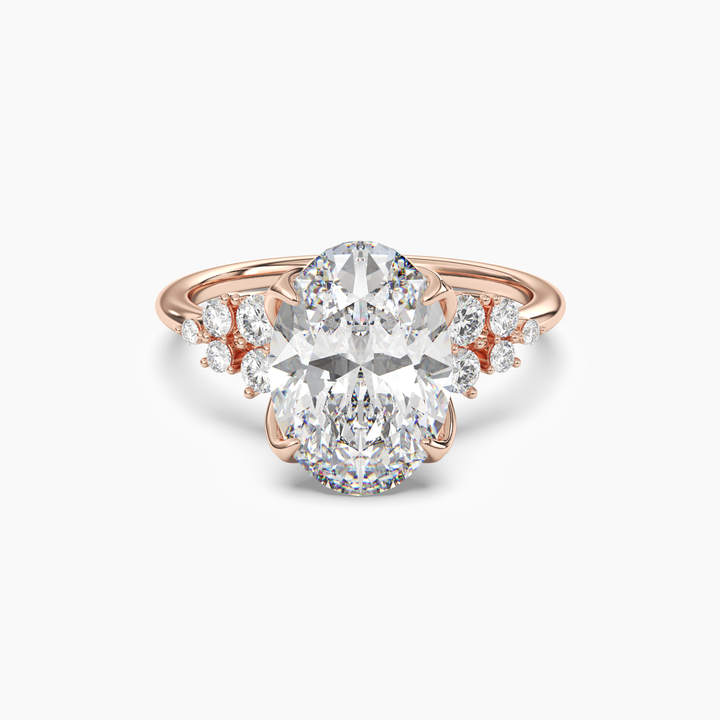 Tulip Oval 1.5 Carat Lab Grown Diamond Engagement Ring in 14K Rose Gold