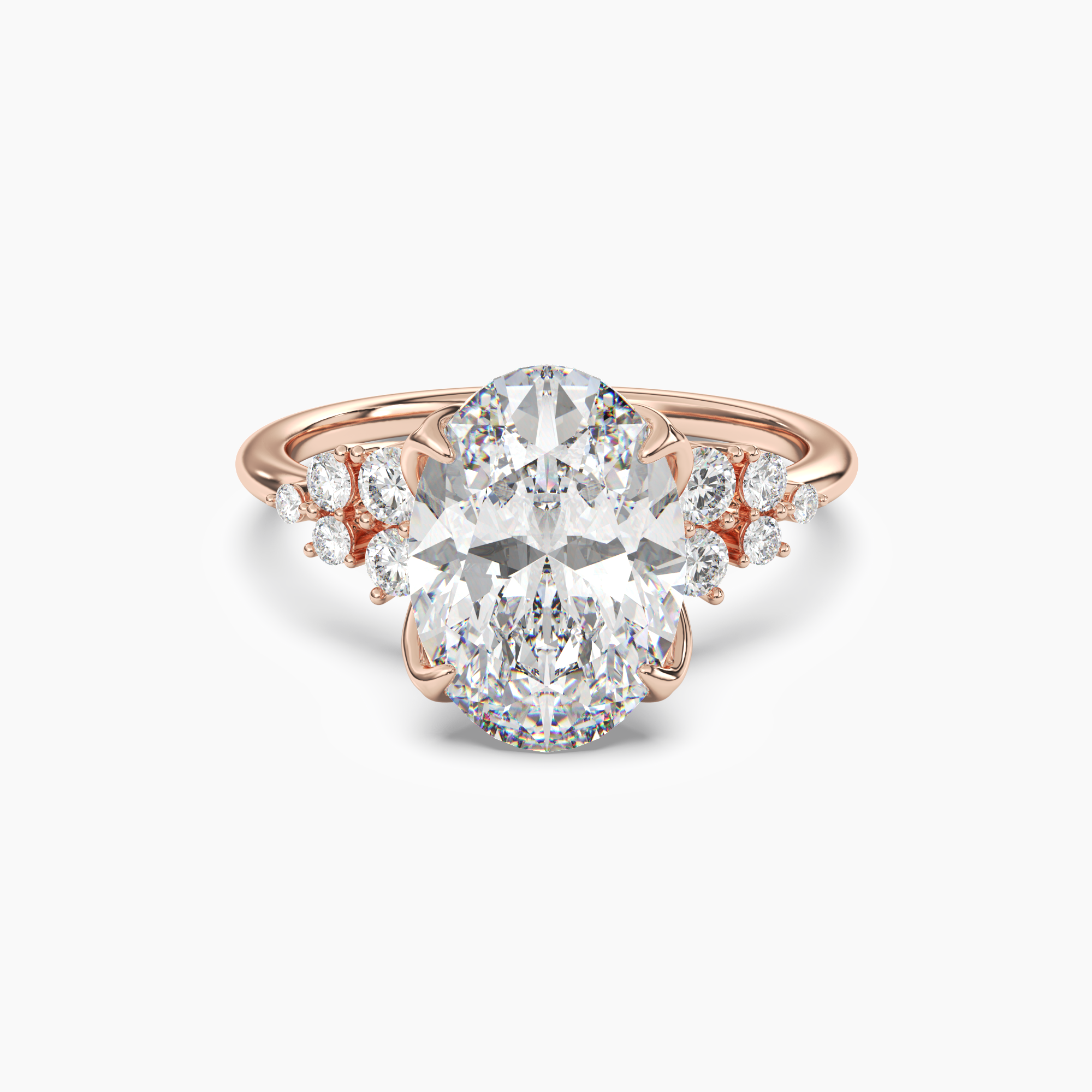 Tulip Oval 3 Carat Lab Grown Diamond Engagement Ring in 14K Yellow Gold