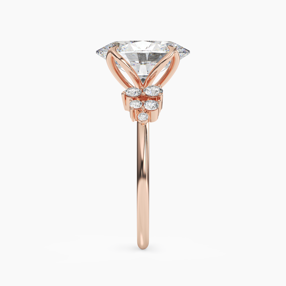 Tulip Oval 1 Carat Lab Grown Diamond Engagement Ring in 18K White Gold