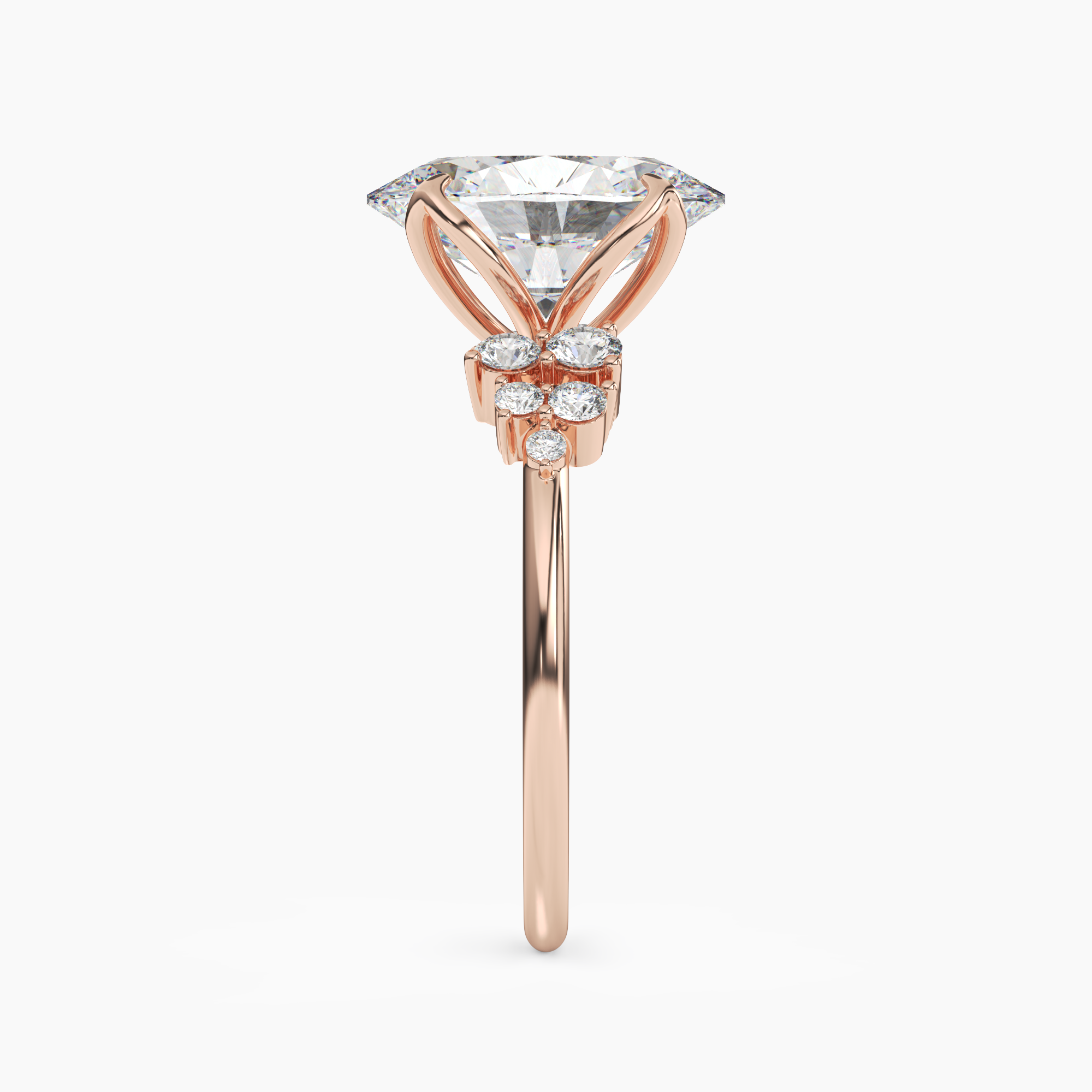 Tulip Oval 2 Carat Lab Grown Diamond Engagement Ring in 14K Rose Gold