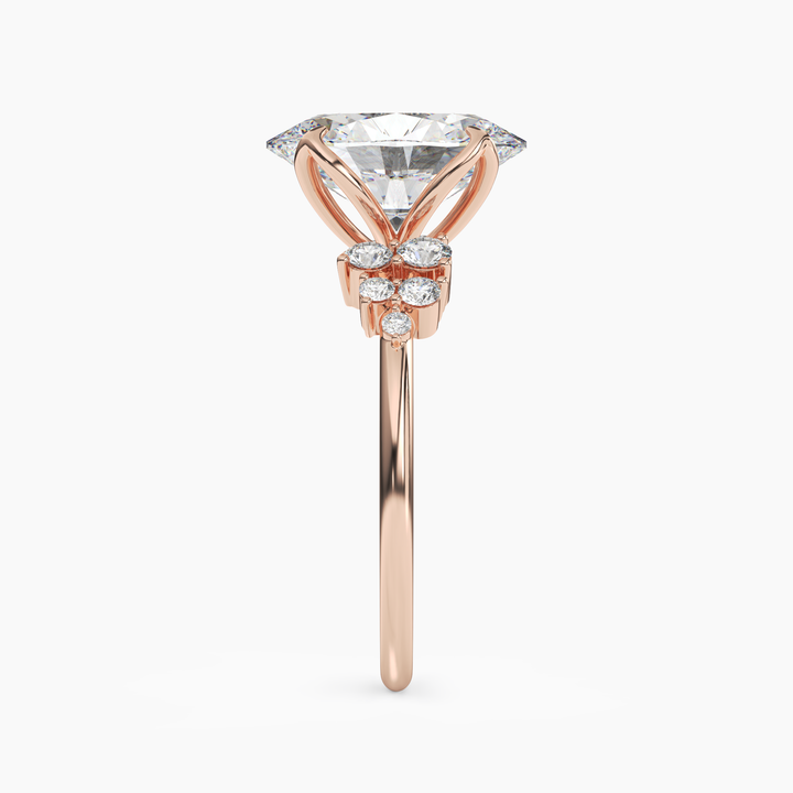 Tulip Oval 2 Carat Lab Grown Diamond Engagement Ring in 14K Yellow Gold