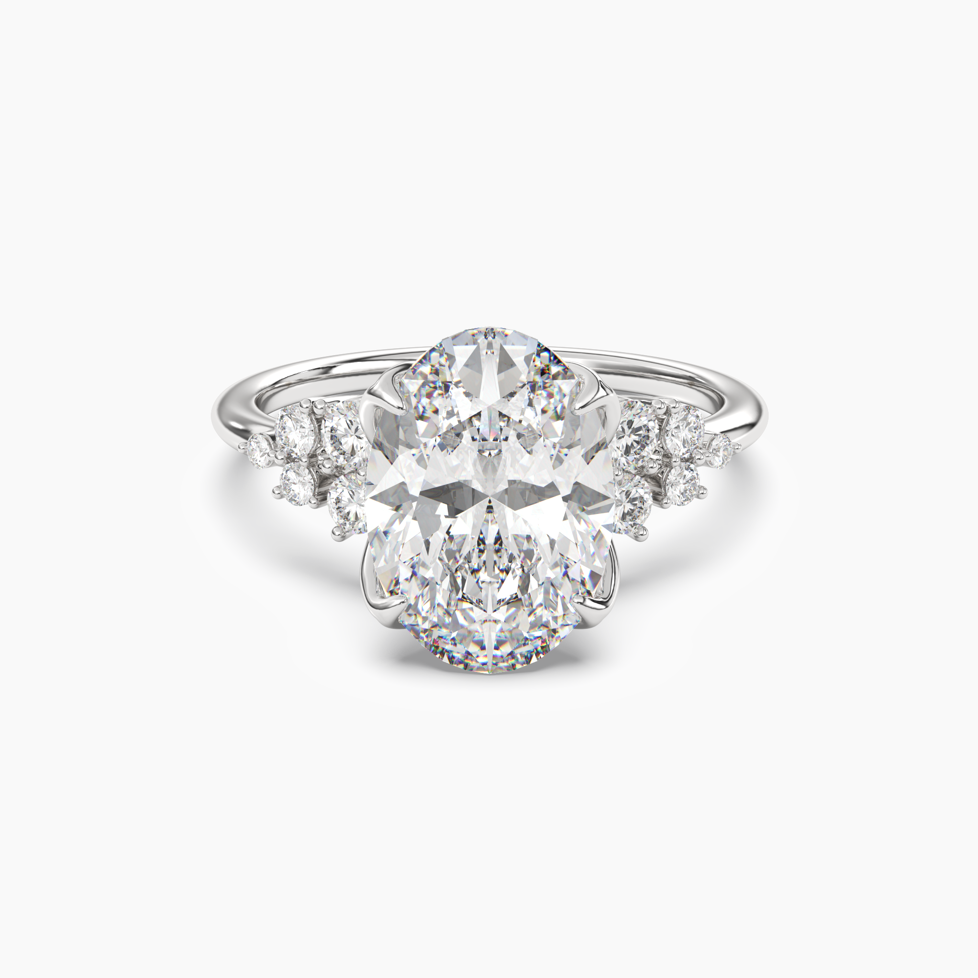 Tulip Oval 3 Carat Lab Grown Diamond Engagement Ring in 18K Yellow Gold