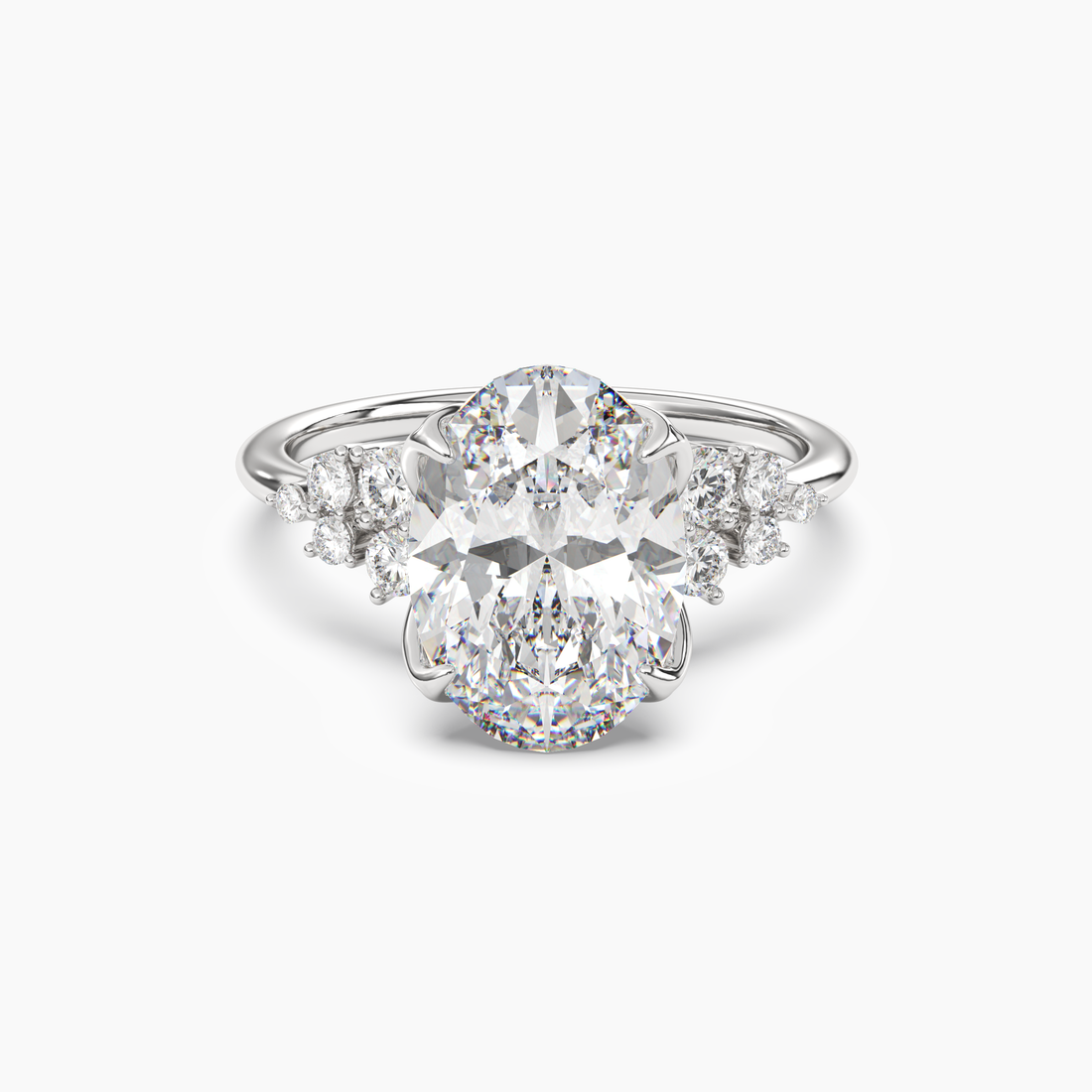 Tulip Oval Diamond Ring Setting in 18K Rose Gold