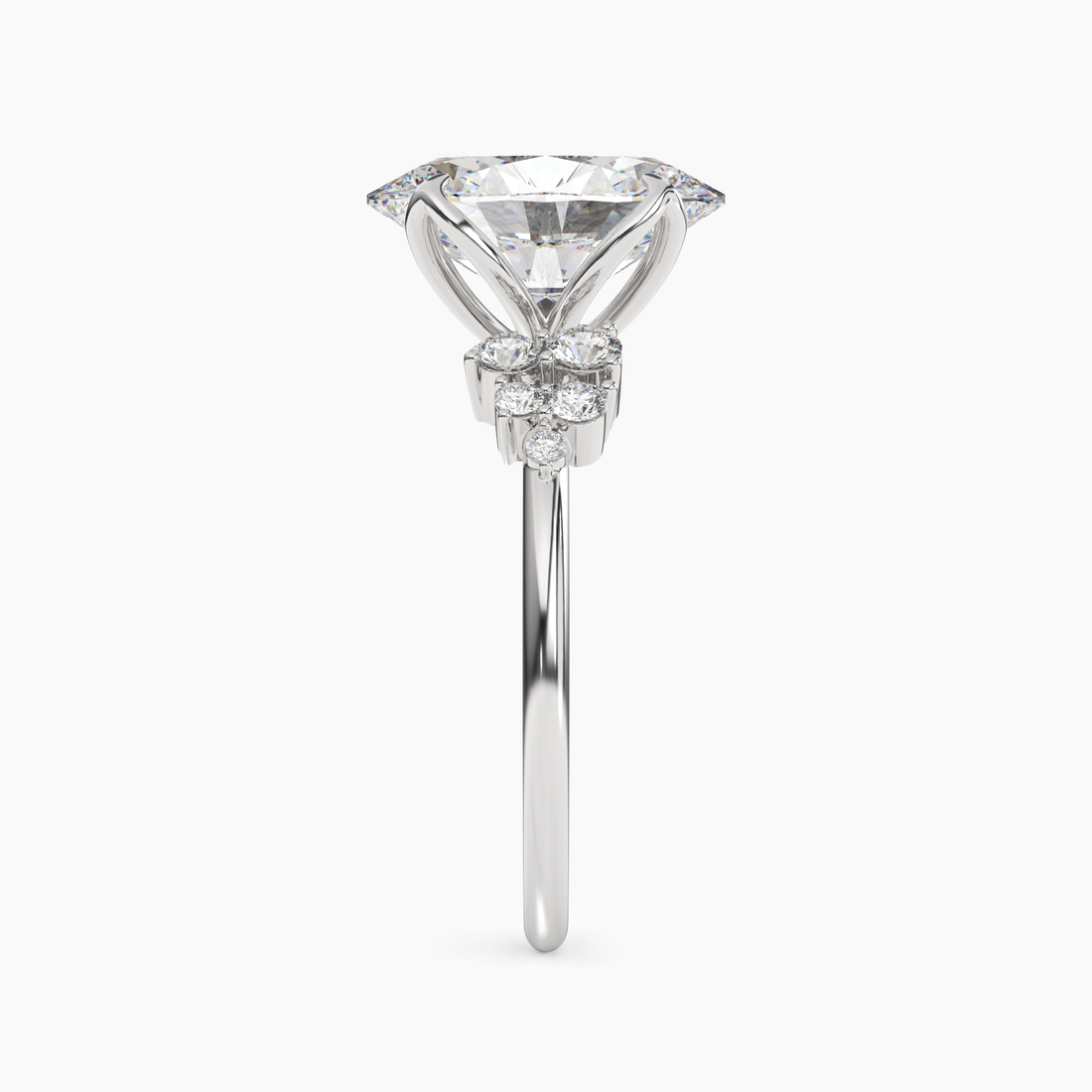Tulip Oval Diamond Ring Setting in 18K Rose Gold