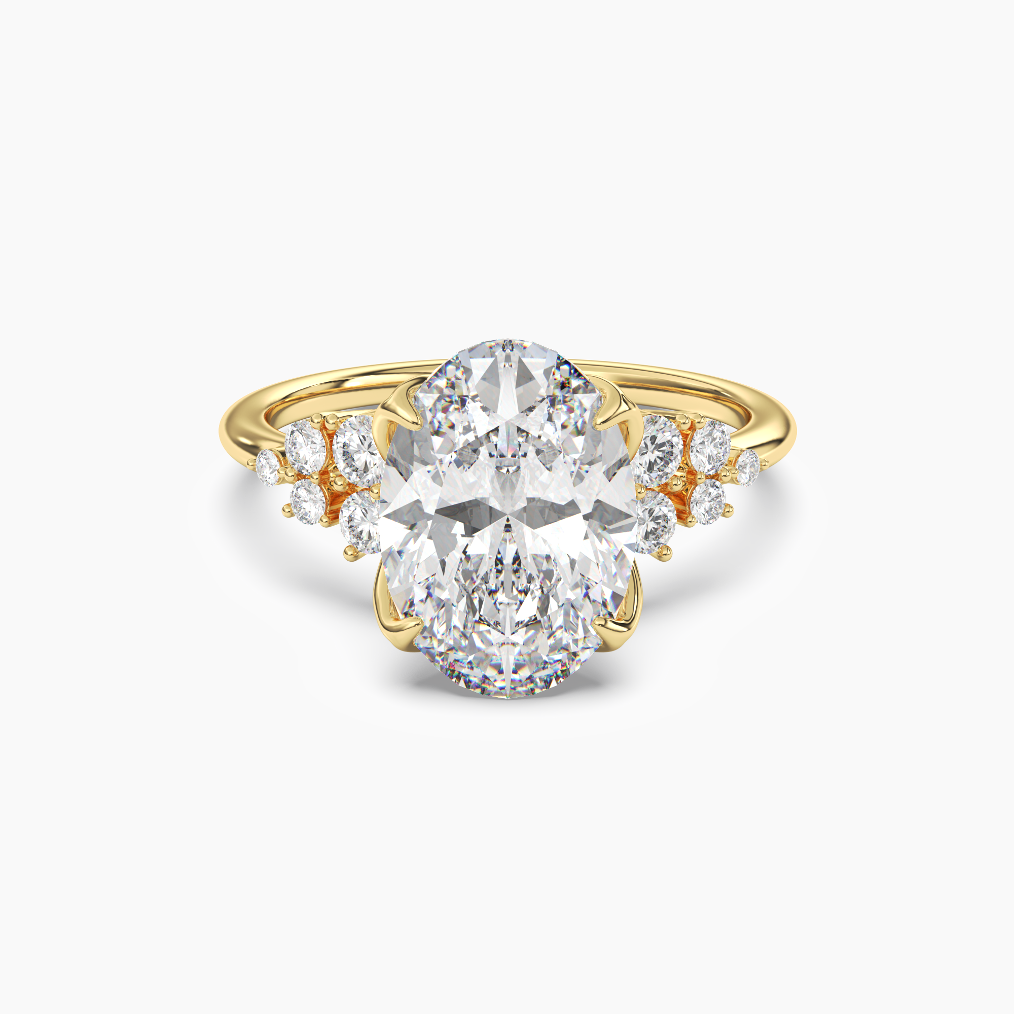 Tulip Oval 1 Carat Lab Grown Diamond Engagement Ring in 18K Yellow Gold