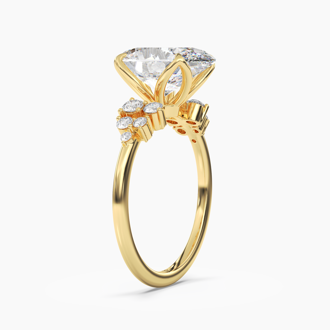 Tulip Oval 2 Carat Lab Grown Diamond Engagement Ring in 14K Rose Gold