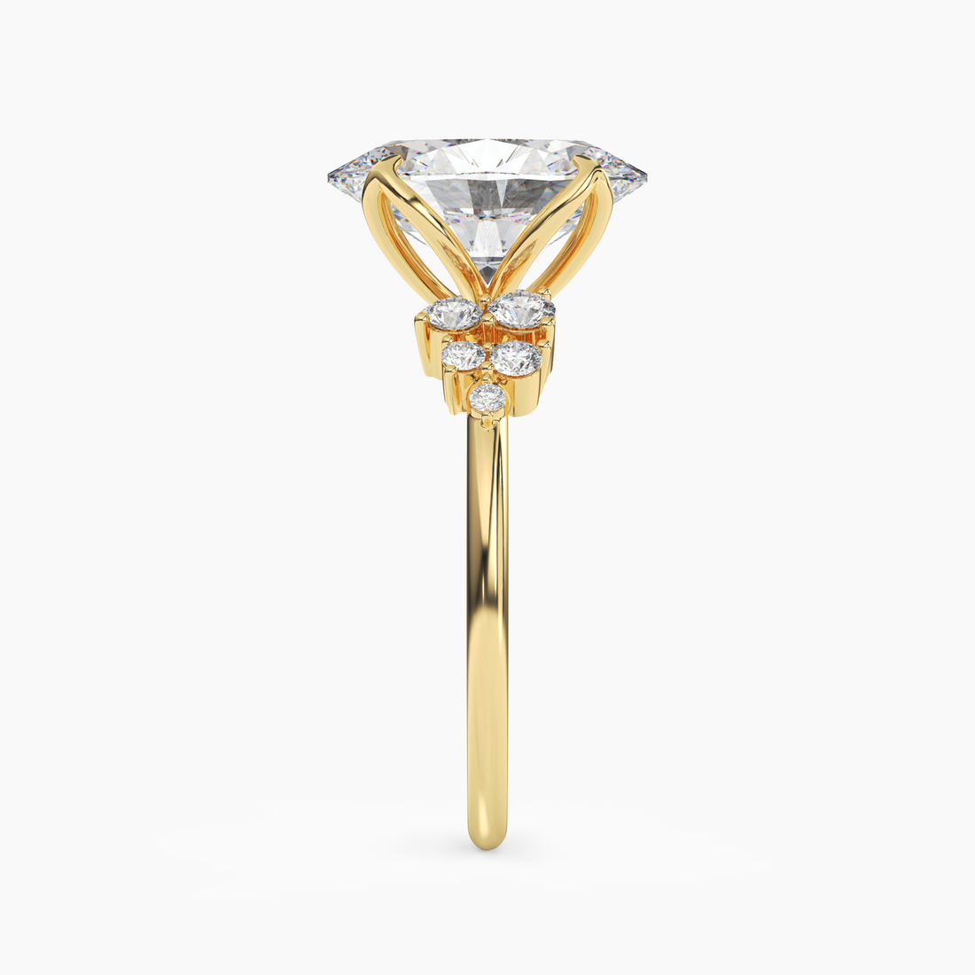 Tulip Oval 3 Carat Lab Grown Diamond Engagement Ring in 18K White Gold