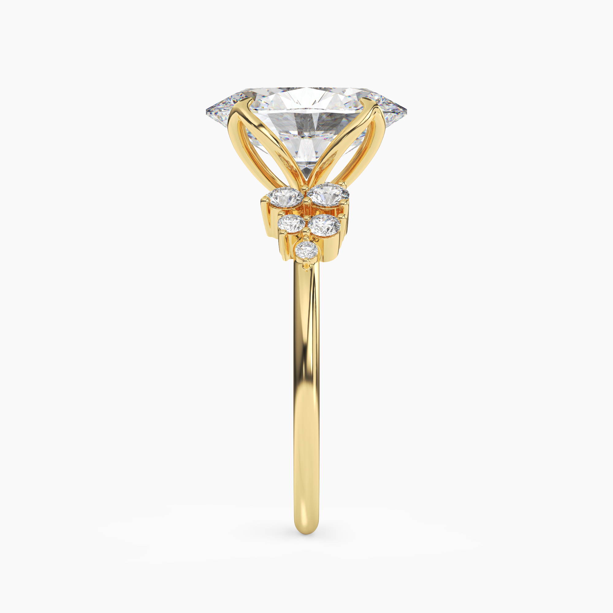Tulip Oval Diamond Ring Setting in 18K Rose Gold