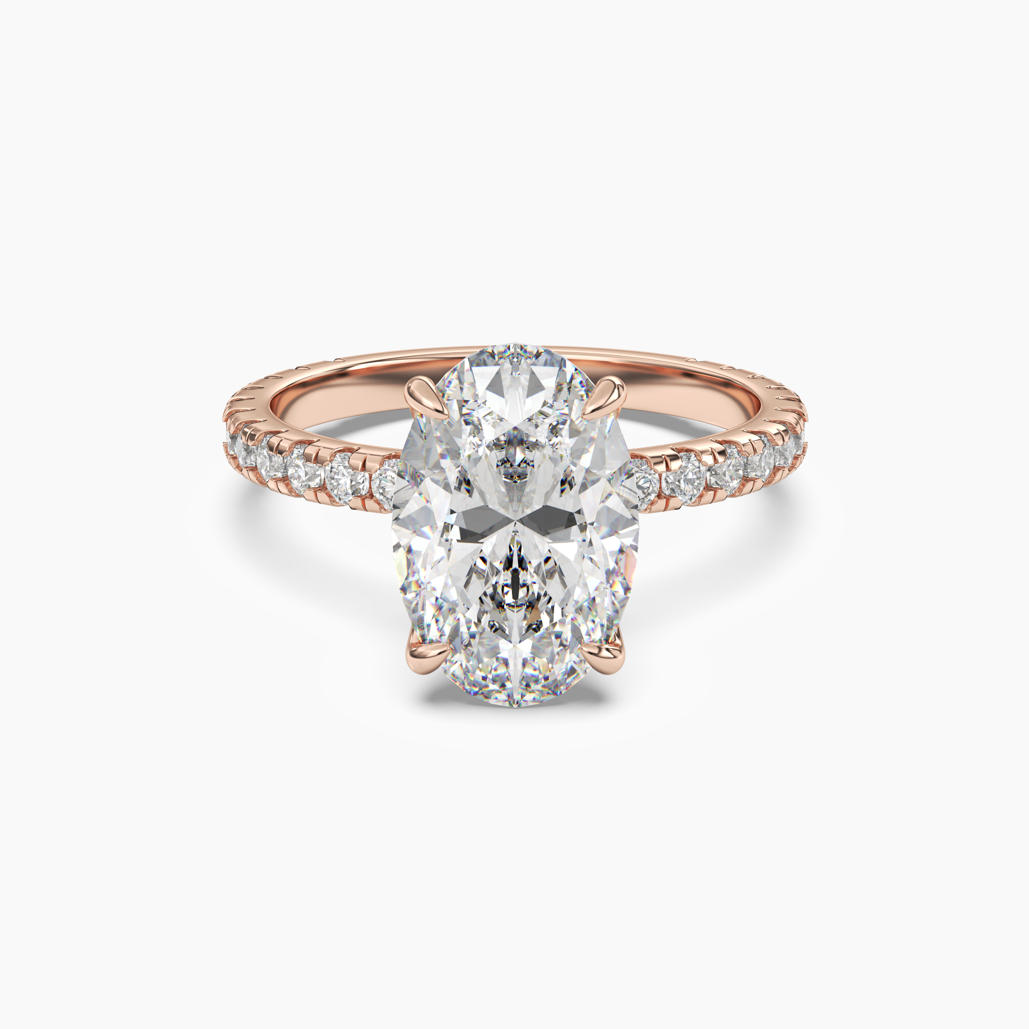 Adalia Oval Hidden Halo Diamond Ring Setting in 14K Yellow Gold