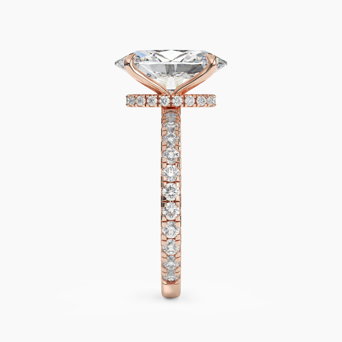 Adalia Oval Hidden Halo 1 Carat Lab Grown Diamond Engagement Ring in 14K White Gold