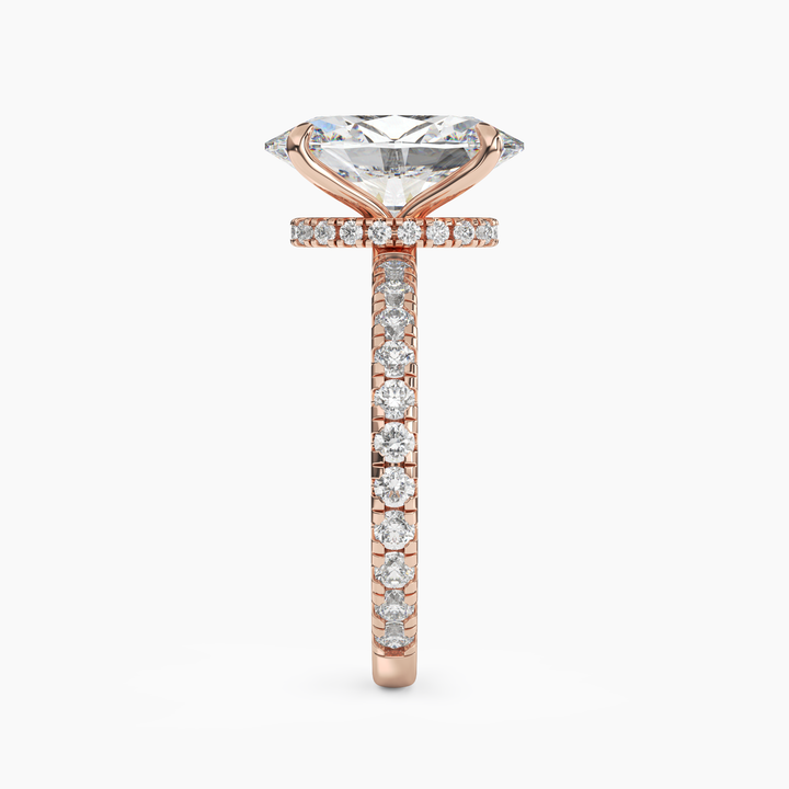 Adalia Oval Hidden Halo 3 Carat Lab Grown Diamond Engagement Ring in 14K White Gold