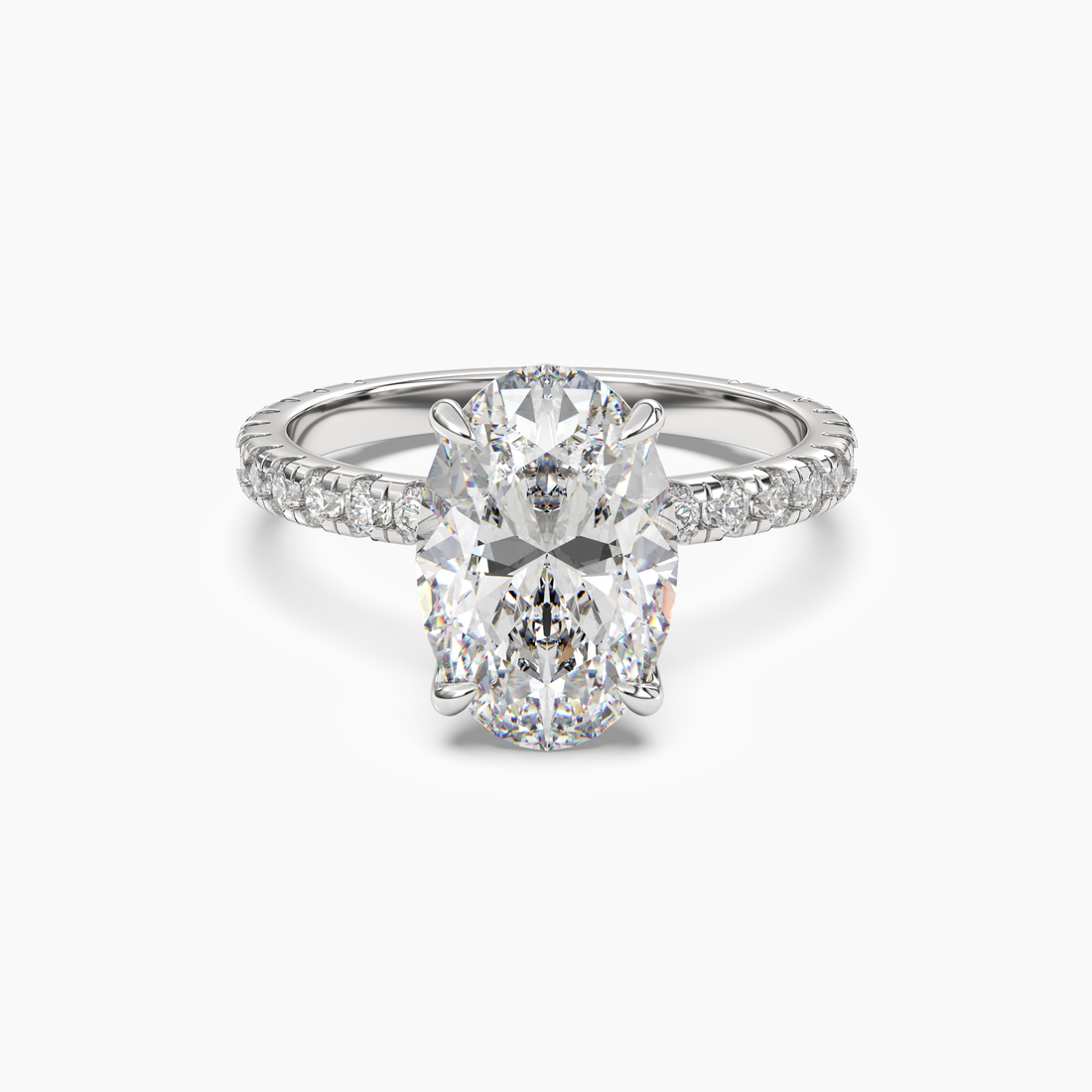 Adalia Oval Hidden Halo Diamond Ring Setting in 18K Rose Gold