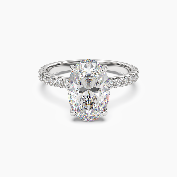 Adalia Oval Hidden Halo 2 Carat Lab Grown Diamond Engagement Ring in 18K White Gold