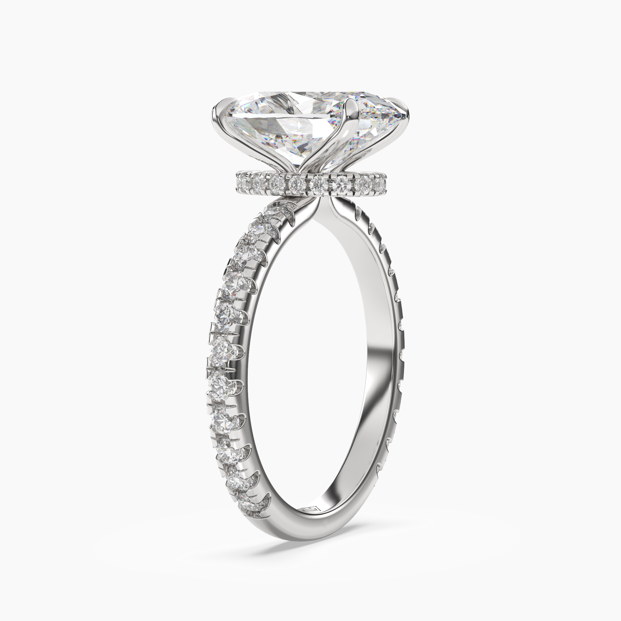 Adalia Oval Hidden Halo Diamond Ring Setting in 18K Rose Gold