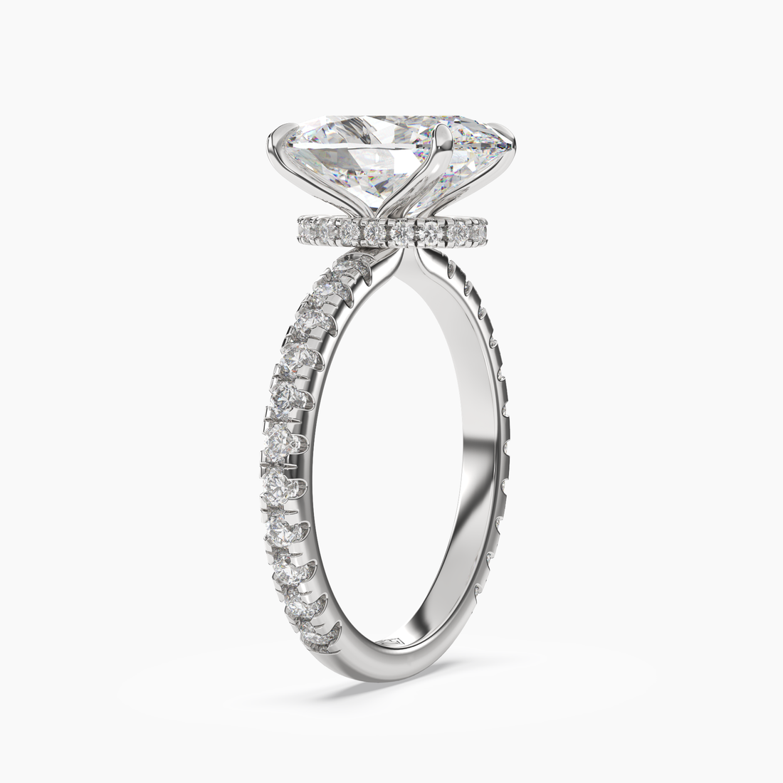 Adalia Oval Hidden Halo Diamond Ring Setting in 18K Rose Gold