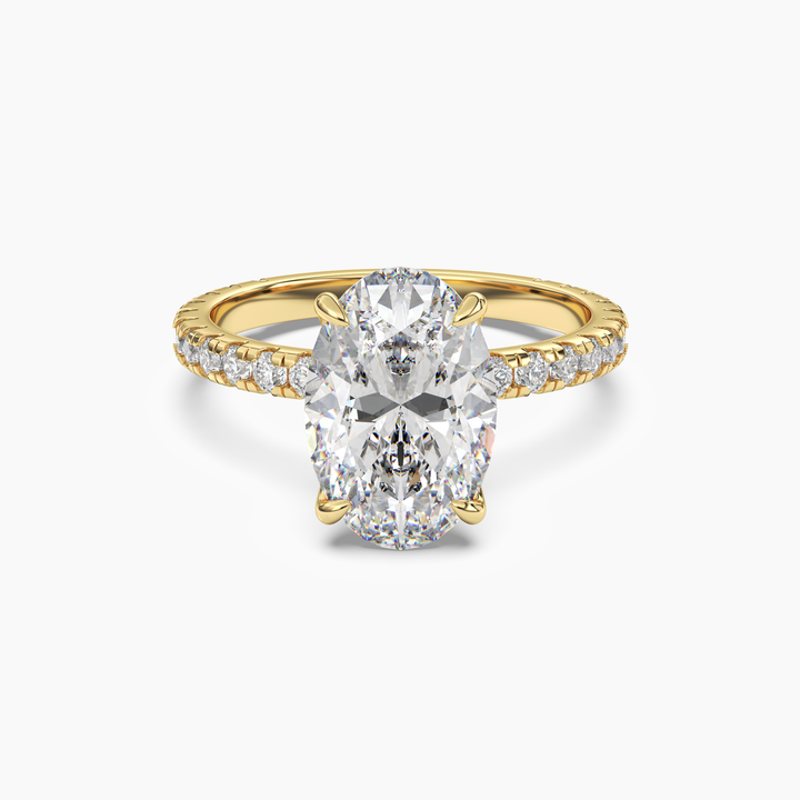 Adalia Oval Hidden Halo 1 Carat Lab Grown Diamond Engagement Ring in 14K Yellow Gold