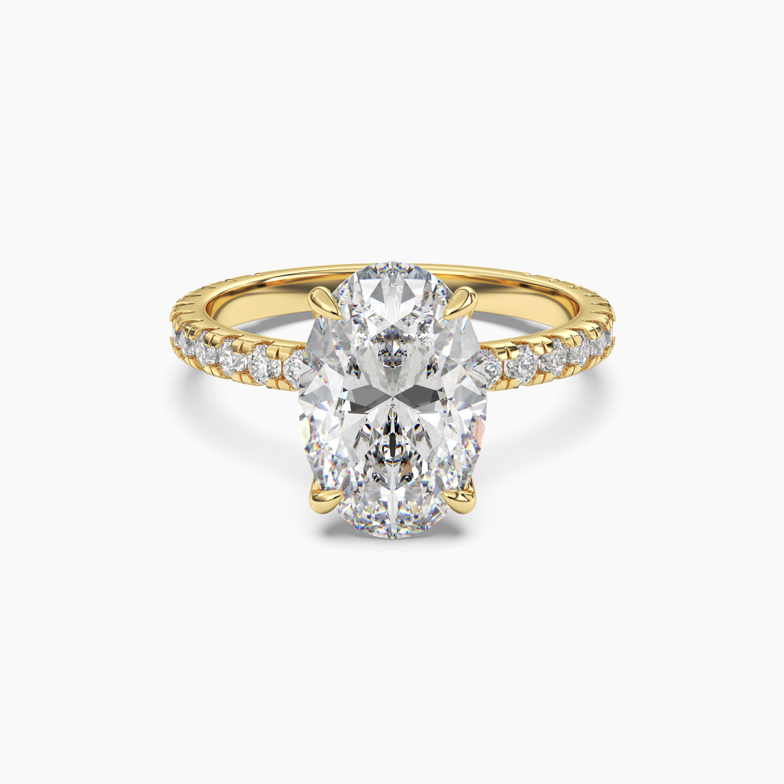 Adalia Oval Hidden Halo 1 Carat Lab Grown Diamond Engagement Ring in 18K White Gold