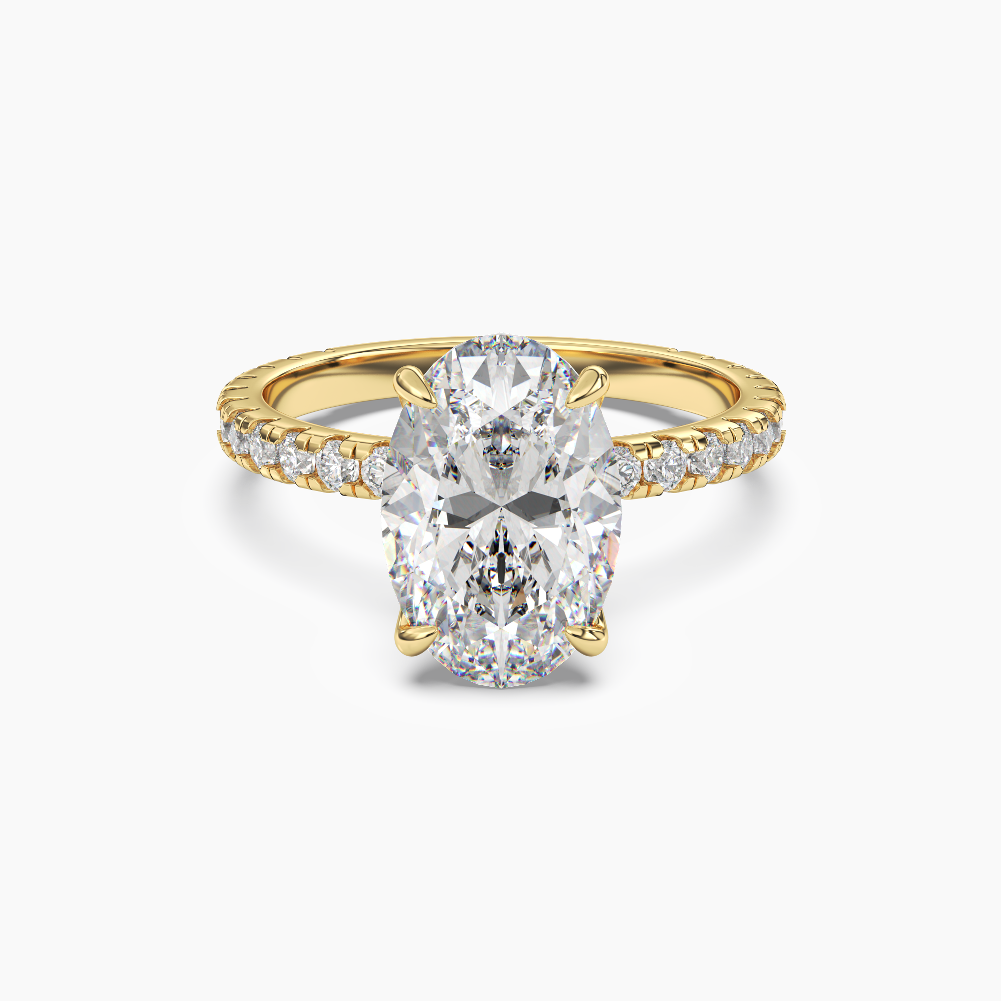 Adalia Oval Hidden Halo 2 Carat Lab Grown Diamond Engagement Ring in 18K Yellow Gold