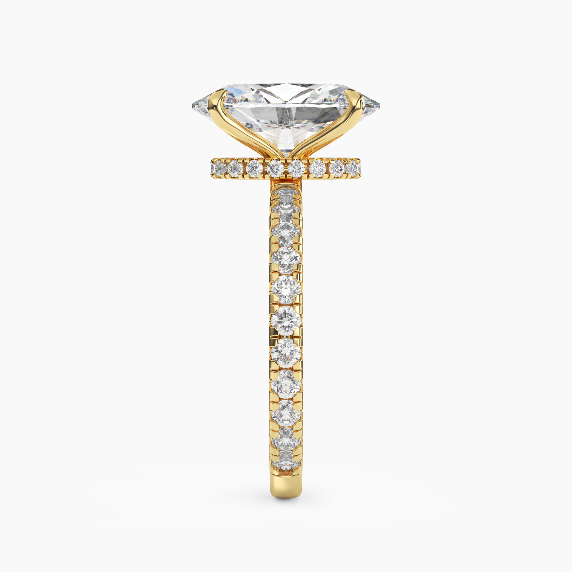 Adalia Oval Hidden Halo Diamond Ring Setting in 14K Yellow Gold