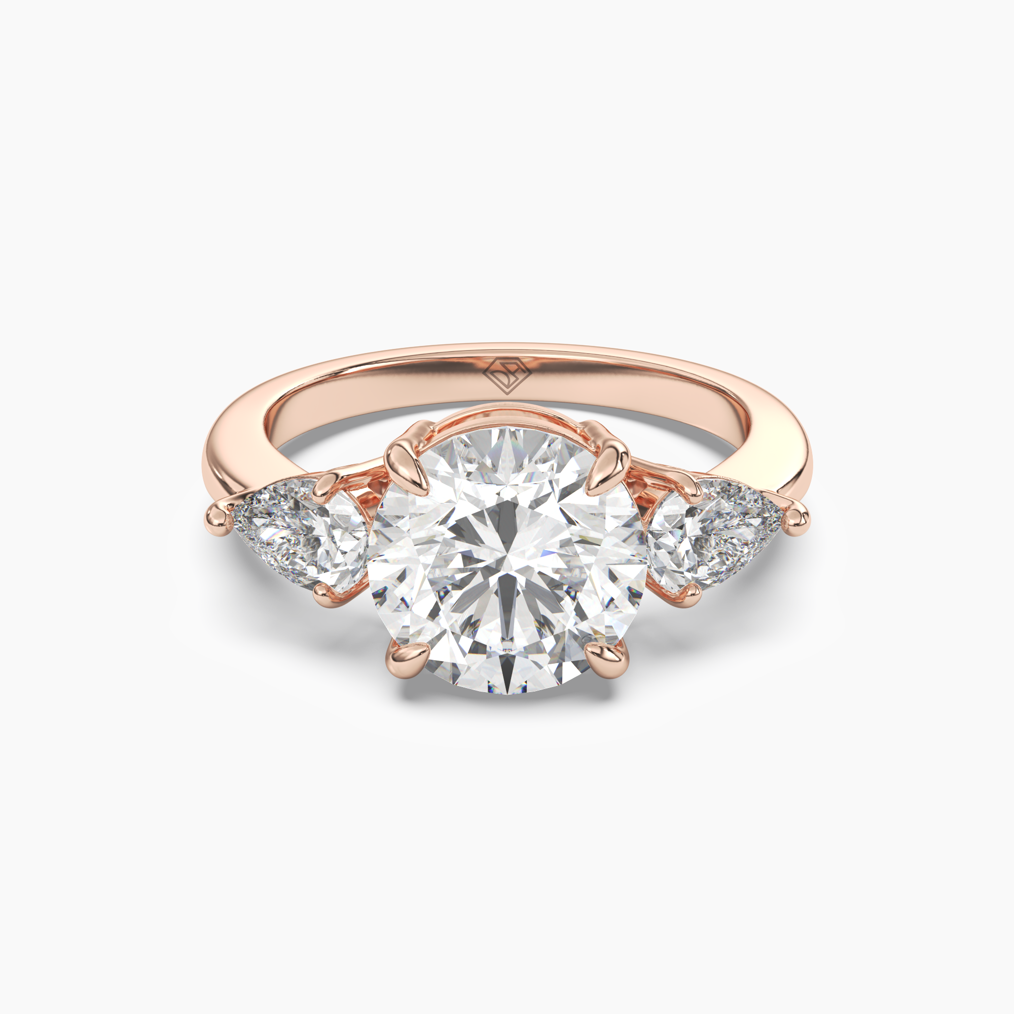 Caliope Round Three Stone 2.5 Carat Lab Grown Diamond Engagement Ring in 14K Yellow Gold