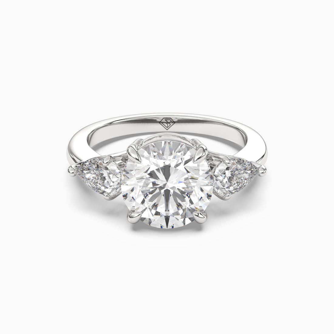 Caliope Round Three Stone 1 Carat Lab Grown Diamond Engagement Ring in 14K White Gold