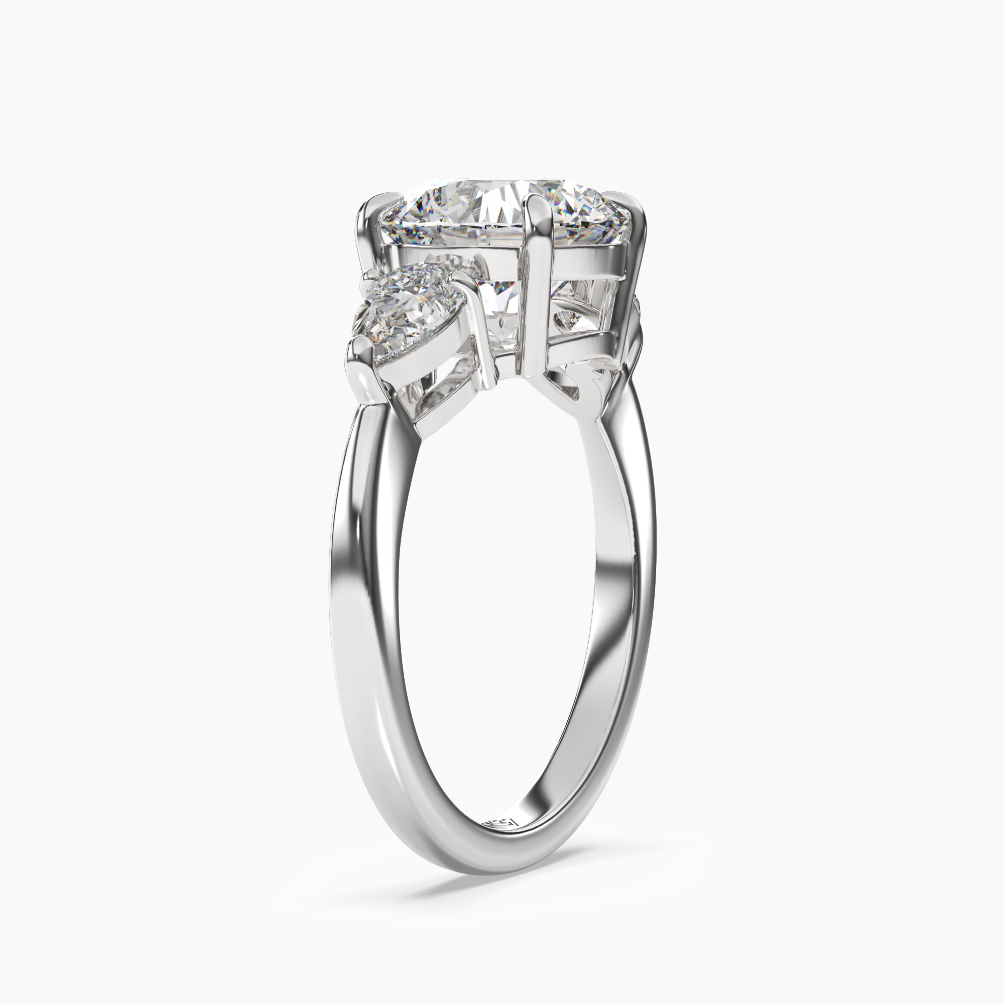 Caliope Round Three Stone Diamond Ring Setting in 18K White Gold