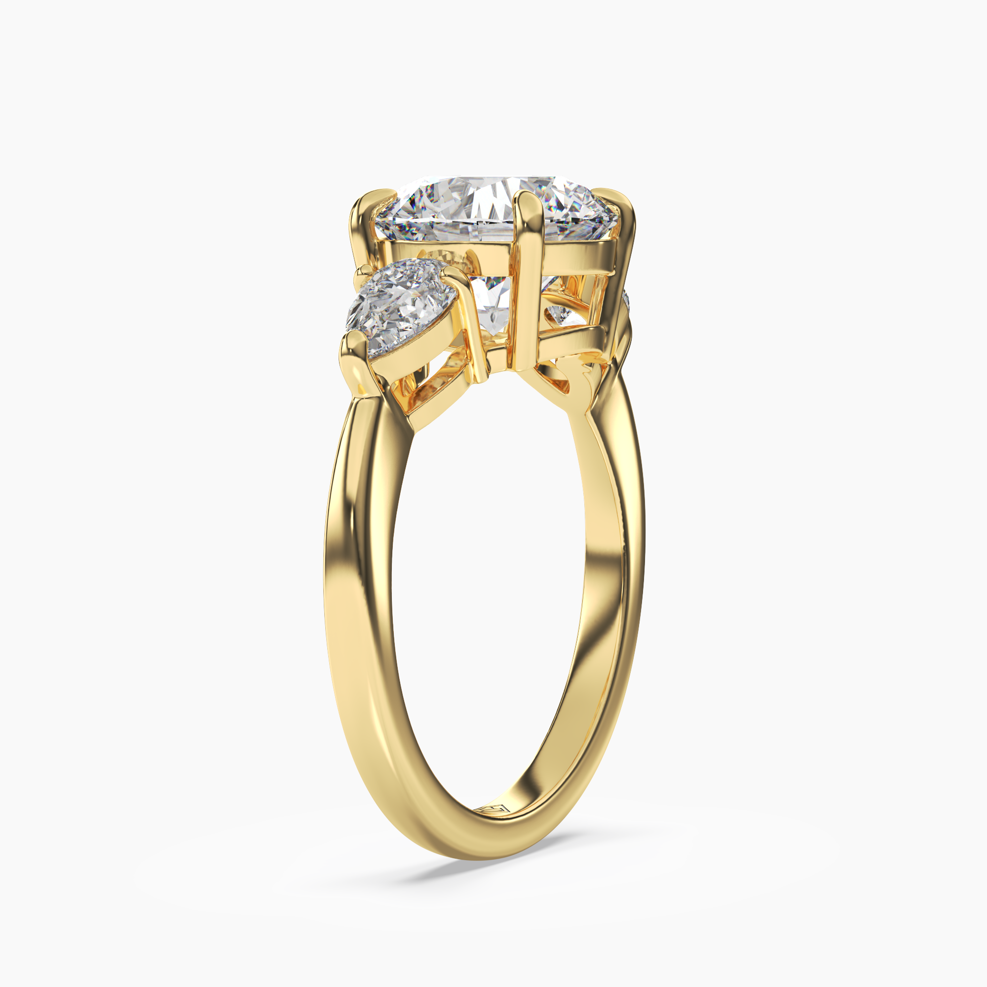 Caliope Round Three Stone Diamond Ring Setting in 18K Rose Gold