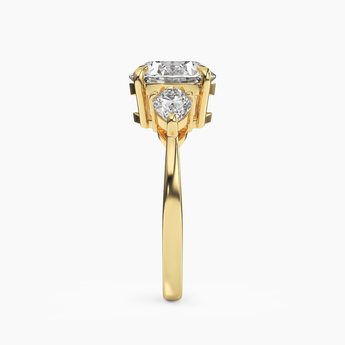 Caliope Round Three Stone 1 Carat Lab Grown Diamond Engagement Ring in 14K White Gold