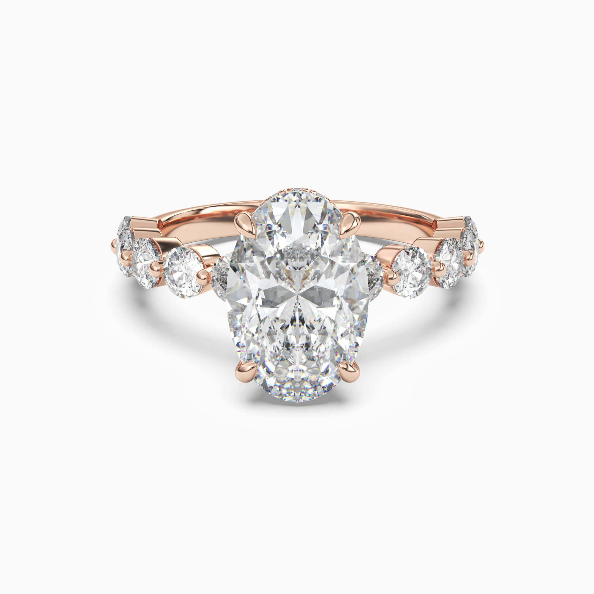 Mist Oval Hidden Halo 2 Carat Lab Grown Diamond Engagement Ring in 14K Yellow Gold