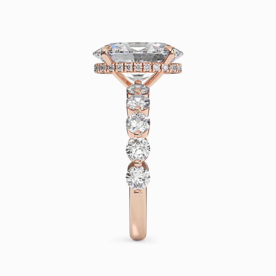Mist Oval Hidden Halo Diamond Ring Setting in 14K Yellow Gold