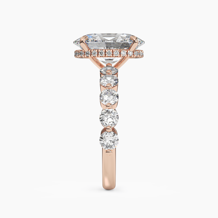 Mist Oval Hidden Halo 3 Carat Lab Grown Diamond Engagement Ring in 18K Yellow Gold
